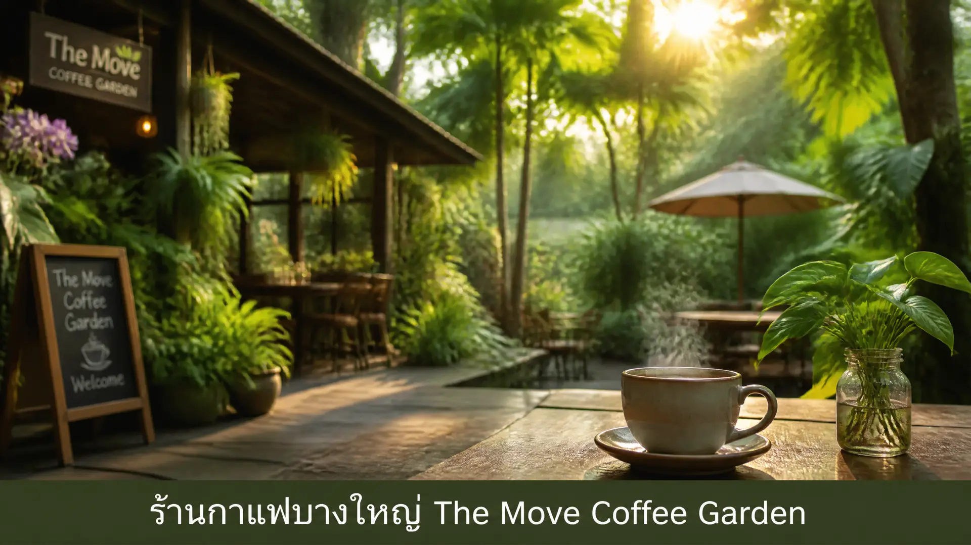 ร้านกาแฟบางใหญ่ The Move Coffee Garden บรรยากาศสวนสวย