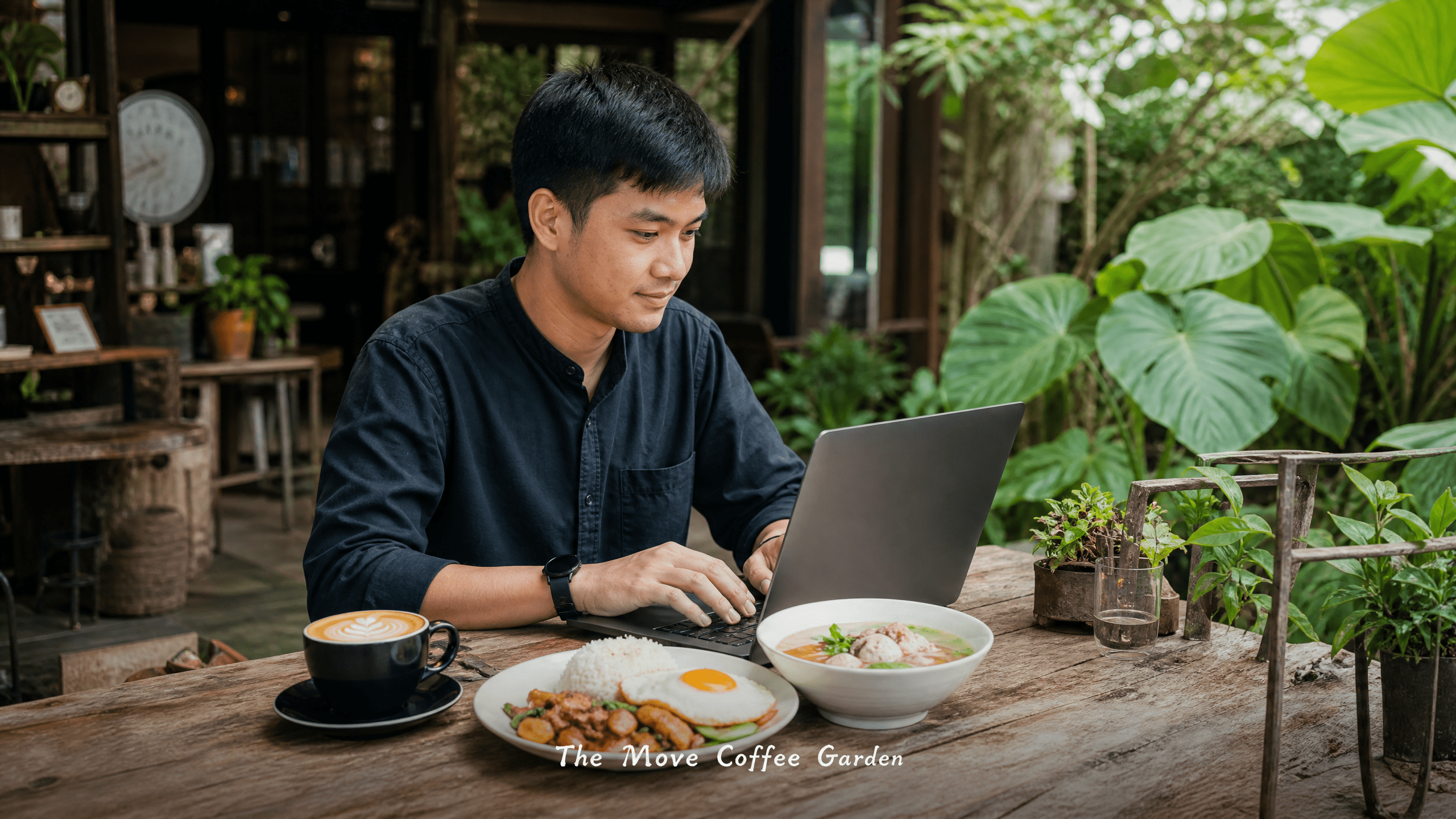 คาเฟ่นั่งทำงานบางใหญ่ The Move Coffee Garden มี Wi-Fi ปลั๊กพร้อม อาหารอร่อย บรรยากาศดี