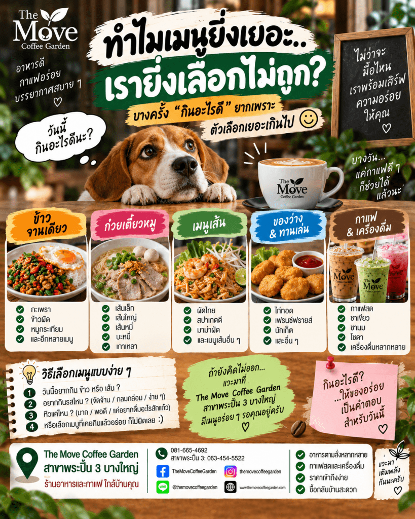 🤯 ทำไมเมนูยิ่งเยอะ…เรายิ่งเลือกไม่ถูก? บางครั้ง “กินอะไรดี” ยากเพราะตัวเลือกเยอะเกินไป